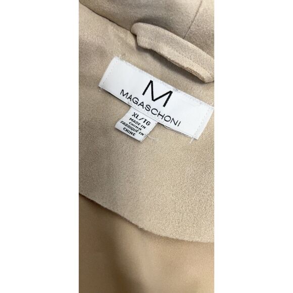Magaschoni Cream Belted Faux Suede Trench Coat. Size XL. - Picture 8 of 9